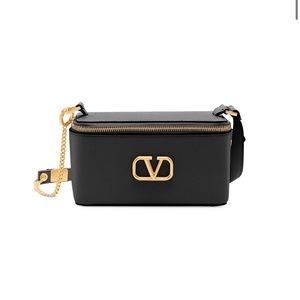 Valentino Garavani Leather Vanity Case crossbody Bag- Black